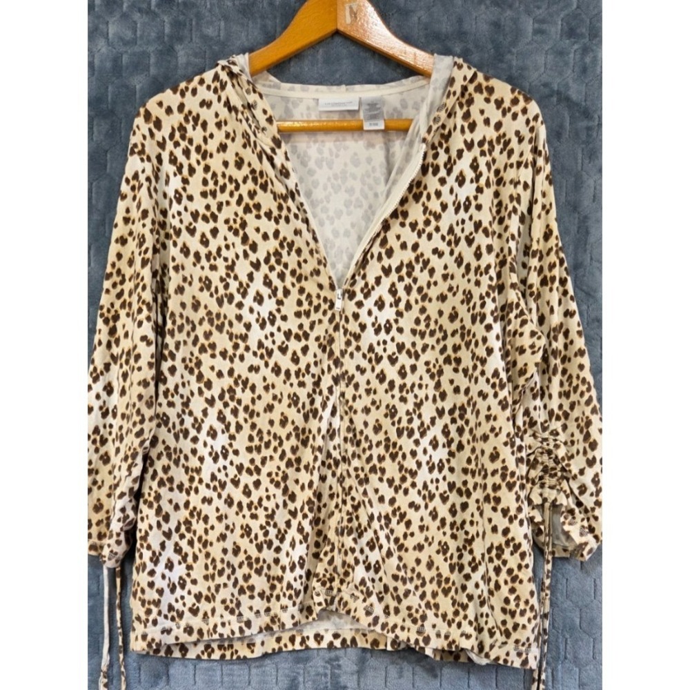 Liz Claiborne‎  1X Animal Print Zip Up Hoodie Sweatshirt
